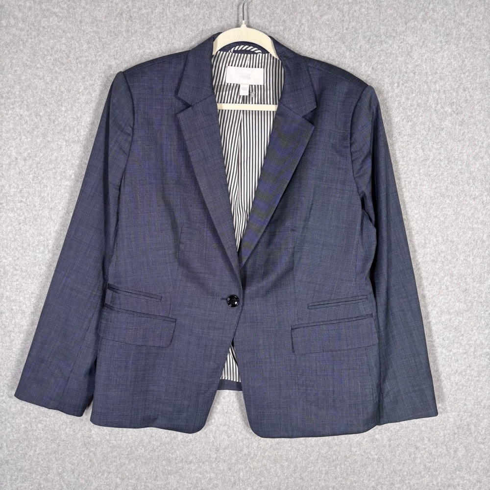 Hugo Boss Jaseia Wool Blazer Size 14 Navy Minimalist Quiet‎ Luxury Suit Jacket